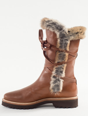 Pre-owned Steiger Paris Brown Leather Boots With Fur Size 40 Us 10