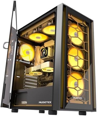  ATX PC Case, 6 PWM ARGB Fans Pre-Installed, Computer Case with Opening 