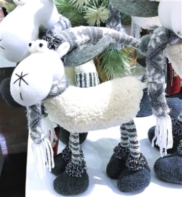 FLORIDUS 11.75'' STANDING DEER (WHITE & GREY)  , PLUSH, SOFT