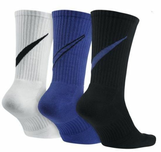 NIKE CREW TRAINING SOCKS 3 PAIR, DRI-FIT CUSHIONED SOFT DRY, SIZE 8-12