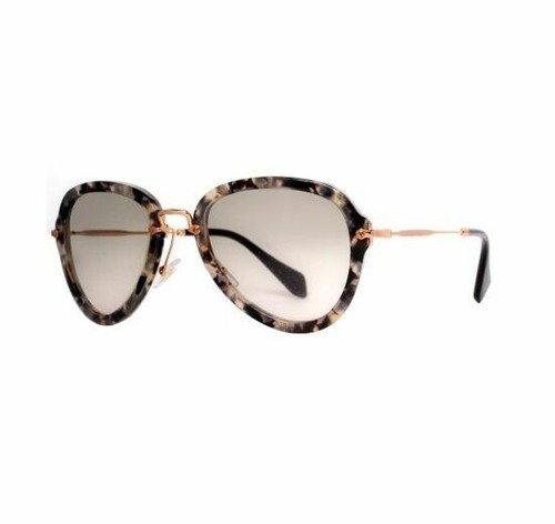 NEW MIU MIU. MU09WS 1425S0 White & Gold Dark Grey 53-22-135 Sunglasses Authentic Miu Miu MU09WS White Thick Cat Eye Sunglasses – Designer  main image 2