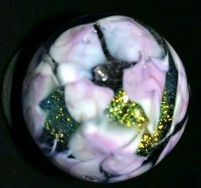 PAULA DONNA GLASS MARBLE/.952''-FLORAL CLOVER-PINK,BOYSENBERRY,LAVENDER,GRN LUTZ+