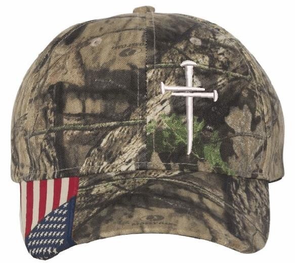 3 Nails Christian Embroidered Hat - Jesus Hat CWF305 Mossy Oak & FREE DECAL