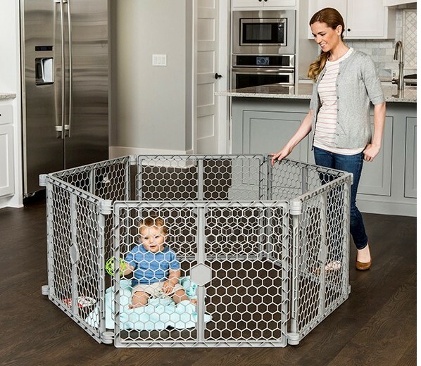 Large Play Space Super Wide Panel Indoor Outdoor Gate Deck Yard Garden Baby Kids