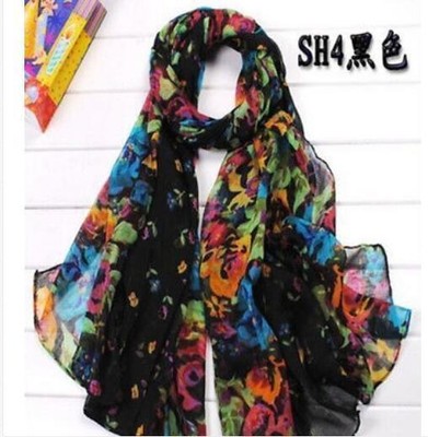 hot Women Stylish Chiffon Scarf WrapScarves Black  Long Soft Silk Shawl yu743453