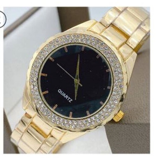 Orologio Polso ZCC 20 Donna Quarzo Acciaio Moda Brillantato Dorato Nero lac