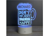 Personalised "Beer Happy" LED Colour Changing Light 