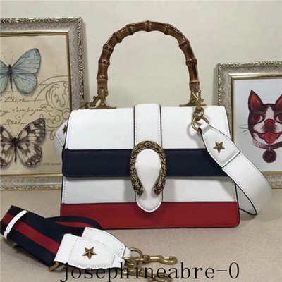 Gucci Dionysus White/Red/Blue Leather Top Bamboo Handle Handbag
