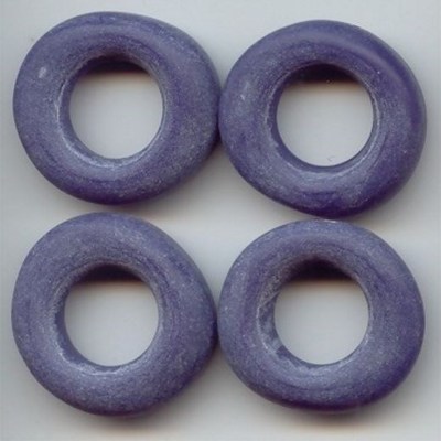 6 VINTAGE MATTE NAVY ACRYLIC 28mm. UNIQUE DONUT BEADS 6244