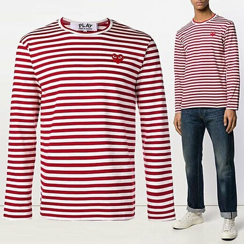 CDG Play Red Striped Long Sleeve large Asian | eBay