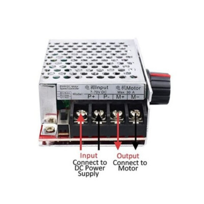 DC 7-70V 30A PWM HHO RC Brush Motor Speed Controller Power Wheel Dimmer 12V 24V