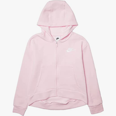 $45 Nike Girls Sportswear Club Fleece Full Zip Hoodie Cotton Pink size S (+)