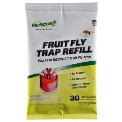 Rescue Fruit Fly Trap Refill 2 tubes 0.51 oz each 30 day FFTA gnat flies Rescue!