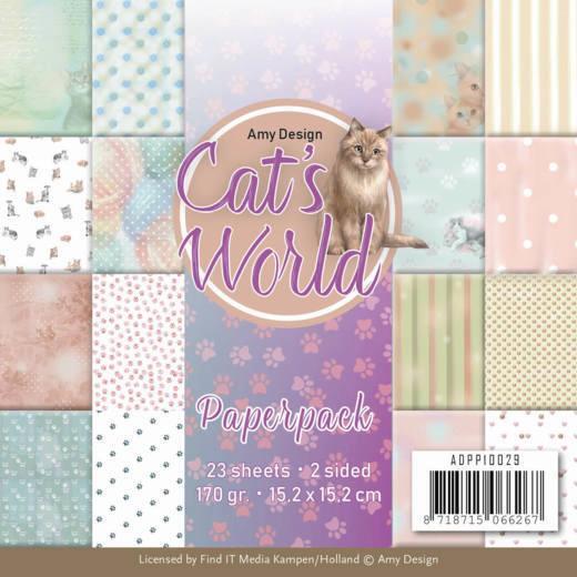 Amy Design Paperpack Papier Set Cats World 23 tlg. 15,2x15,2cm