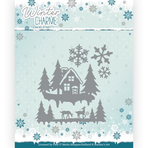 Stanzschablone - Jeanines Art - Winter Charme - Winterlandschaft Haus