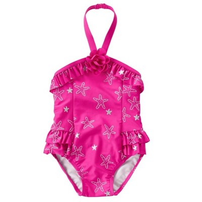 

Цельный купальник NWT Gymboree с рюшами и звездами-розетками, купальник UPF-50+ 4T, Пурпурный
