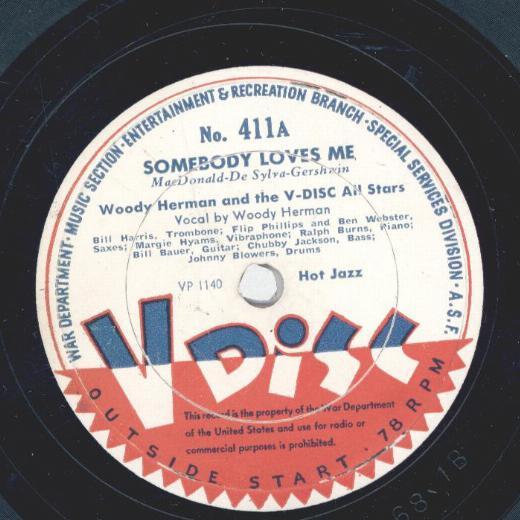 Woody Herman and the V-Disc All Stars - Somebody Loves Me / Dinah Store -  Guess