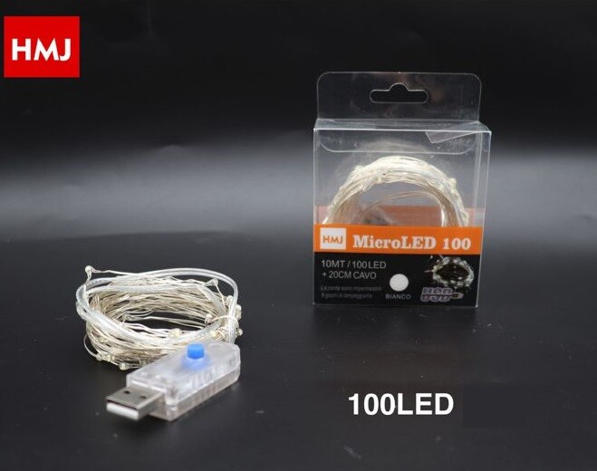Serie Luci Natale Alimentata Usb 100 Micro LED Luce Bianco Filo Trasparente hmj