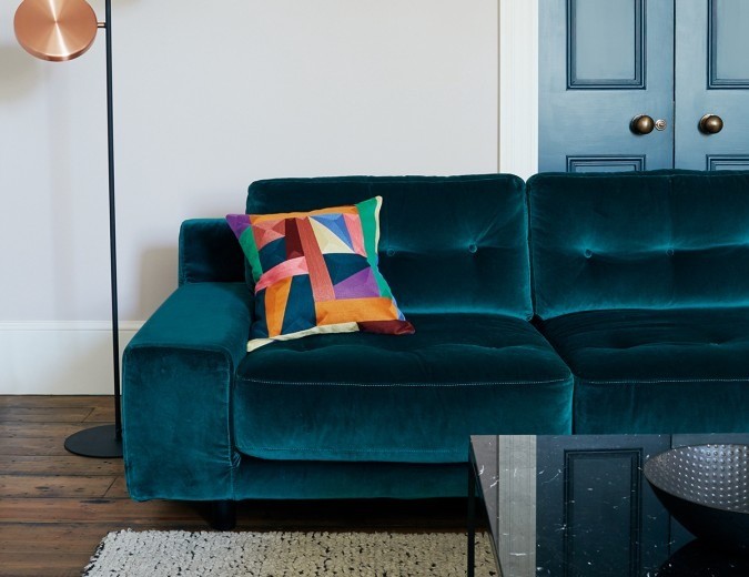 Habitat Hendrick Velvet Sofa Emerald Green Great