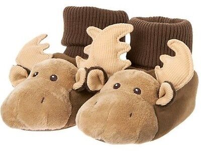

NWT Gymboree 3-D Moose Slipper Одежда для сна Тапочки Уютные пинетки для мальчиков 9/10, Browns