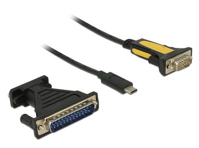 Delock Adapter USB Type-C  1 x Serial DB9 RS-232 + Adapter DB25