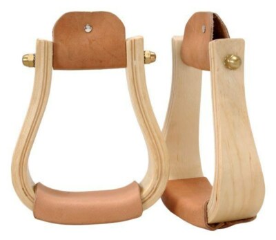 Solid Brass Bound Wooden Stirrups