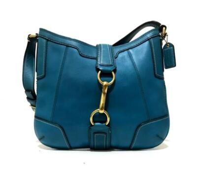 バッグ Coach Blue Signature Hamilton Hobo Bag Mint Coach Ltd Ed Hamptons Slim Ocean Blue Leather Medium