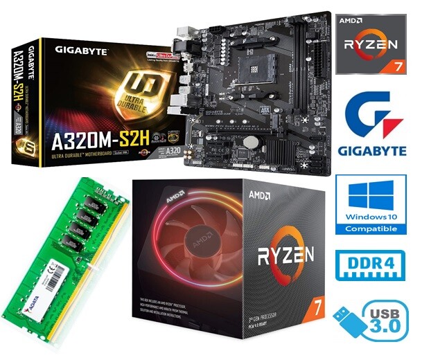 AMD RYZEN 7 3700X BUNDLE - 8 CORE - GIGABYTE A320M-S2H