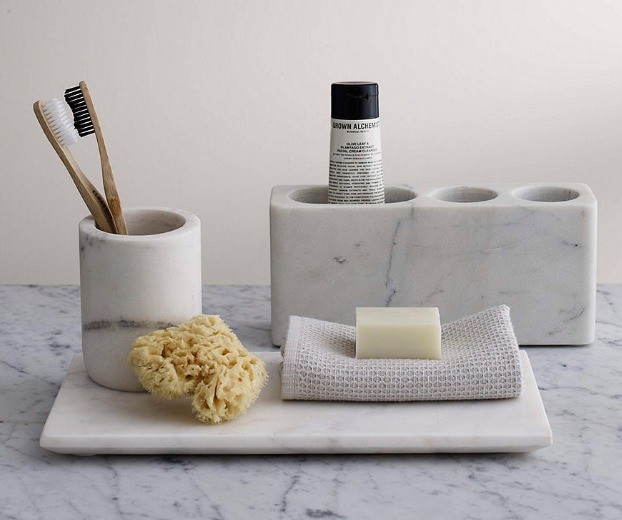 BRAND NEW John Lewis White Marble Bathroom Accessories Tray & Basin