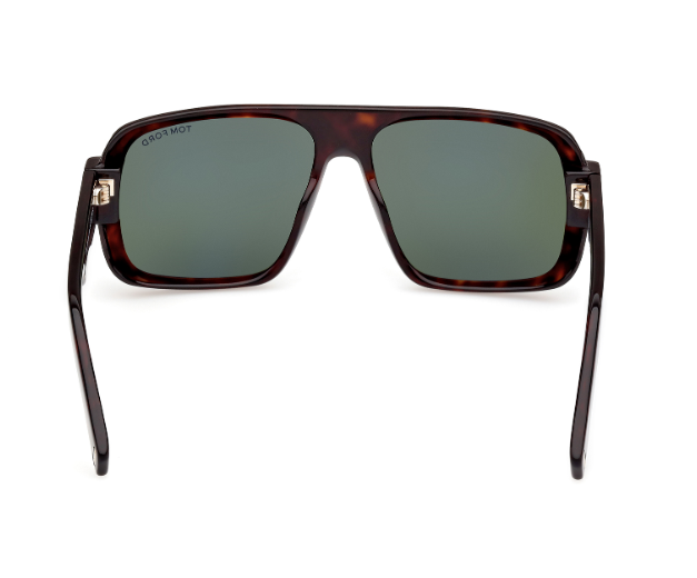 Pre-owned Tom Ford Ft1101 Turner 52n Dark Havana/green Square Men's Sunglasses