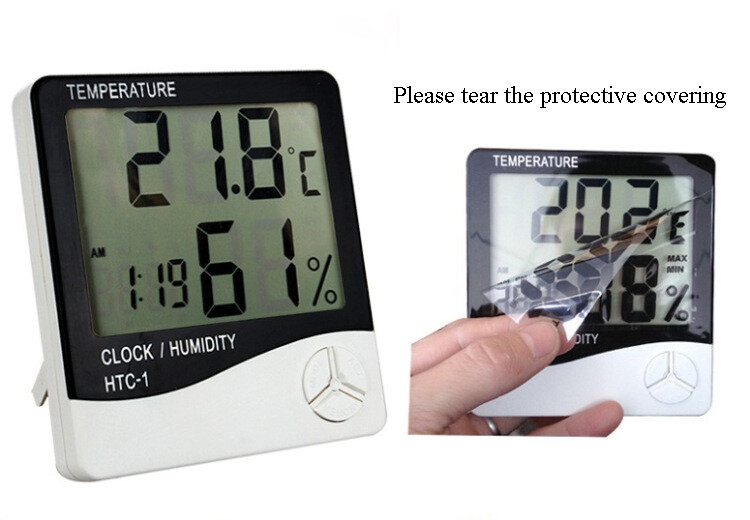 Indoor Digital LCD Temperature Humidity Time Display Meter Clock Memory Function