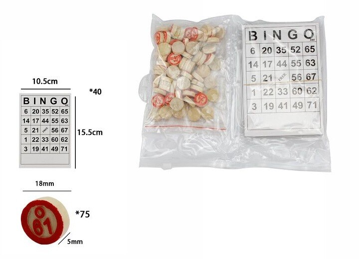 Set 40 Cartelle + 90 Gettoni Numerati Numeri Gioco Bingo dfh