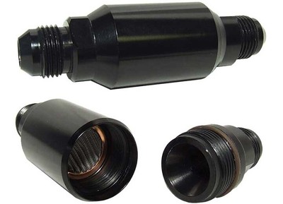 Big End Performance 14960 Billet In-Line Street Filter, 40 micron, -6AN, Black