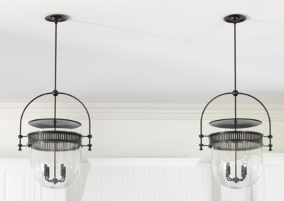 Urban Electric Dover Bell Pendant, Small, Black with Gold Reflector, Set of (2)