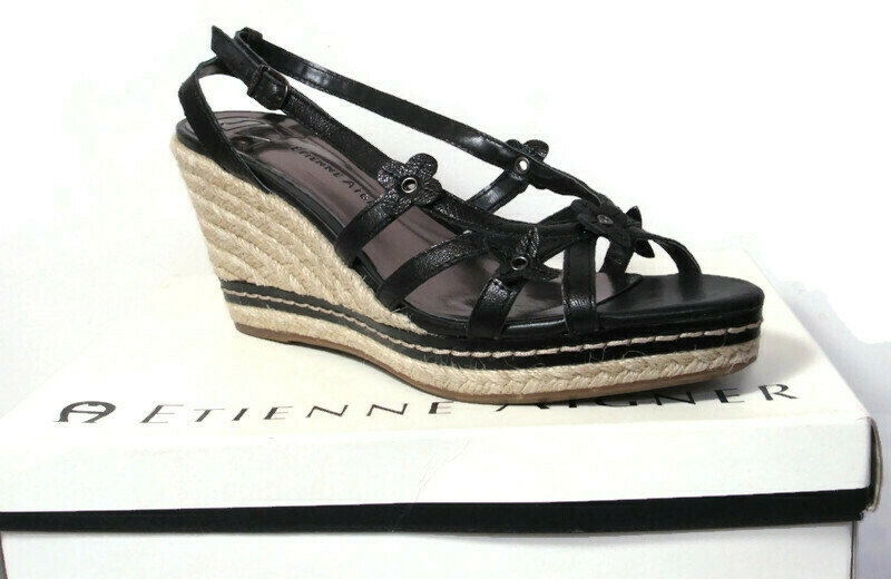 

ETIENNE AIGNERE ЖЕНСКИЕ ЧЕРНЫЕ КОЖАНЫЕ САНДАЛИИ НА КЛАПАНСЕ KELLY US Sz 8, Черный, Open Toe