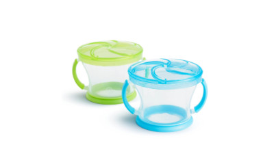 Munchkin  Snack Catcher  Toddler Snack Cups, 2 Count (Pack of 1), Blue/Green