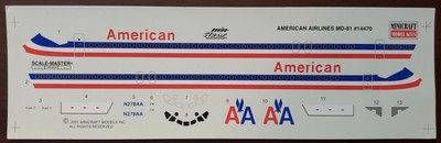 1/144 MINICRAFT DECAL AMERICAN AIRLINES MCDONNELL DOUGLAS MD-82 14470 2