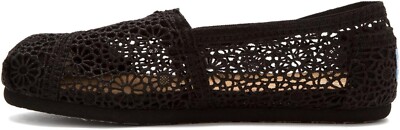 NWB TOMS Womens Classic Black Morocco Crochet US Size 6.5