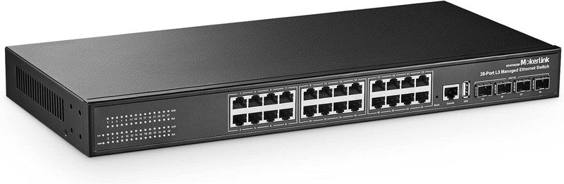 Mokerlink 28 Port Gigabit Managed Switch, 24 Port GE, 4 X 10G SFP+ Uplink, 1 Con