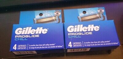 Lot Of 2 Gillette Proglidge Chill- 4 Pack 8 Cartridges Total 
