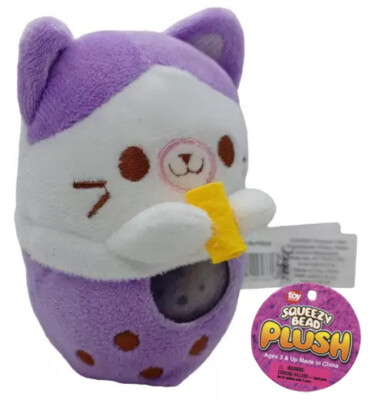 SQUEEZY BEAD PLUSH ANIMAL BUBBLE TEA Kitty Cat