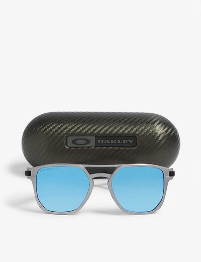 Pre-owned Oakley Latch Alpha Matte Gun Prizm Sapphire Polarized Sunglasses Oo4128-0453 In Hdo® Prizm™ Sapphire Polarized Polycarbonate