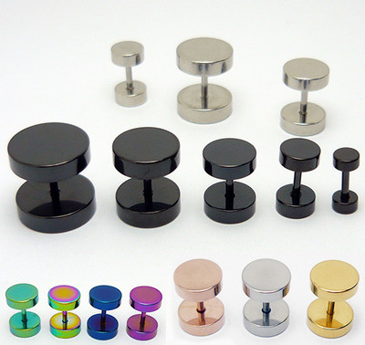 2 Stück Edelstahl Fakeplugs Fake Plug Tunnel Ohrstecker Ohrring Herren
