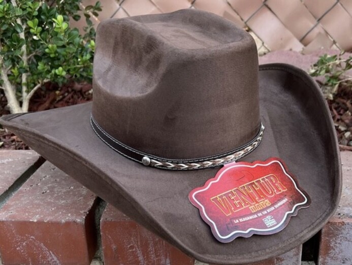 MENS WESTERN COWBOY RODEO HAT BROWN SUEDE STYLE COWBOY RIDING HAT TEXANA VAQUERA