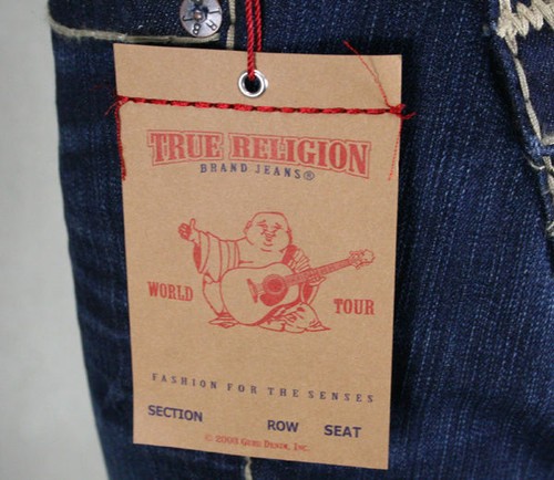 Pre-owned True Religion Jeans Women's Billy Super T Straight Retribution Natural Stitch In Blue
