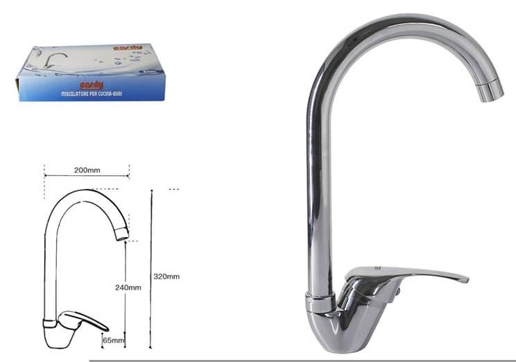 Miscelatore Rubinetto Monocomando Per Cucina Lavello Canna Alta Bari dfh