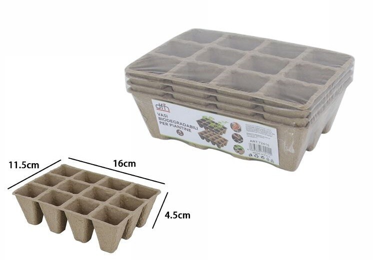 Set 4 Pezzi Vasi Biodegradabili 12 Scomparti Piantine Piante Fiori dfh