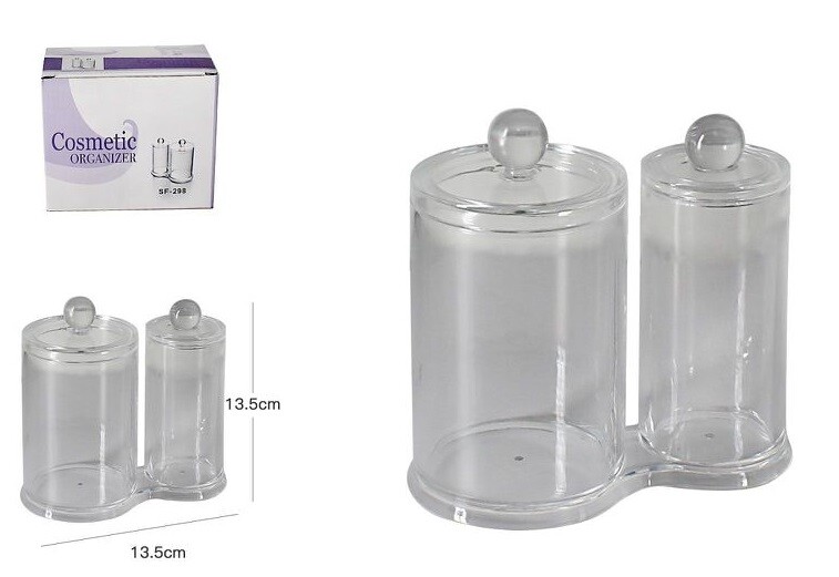 Contenitore Box Crilex Doppio Porta Cotone Dischetti Organizer Bagno Makeup dfh