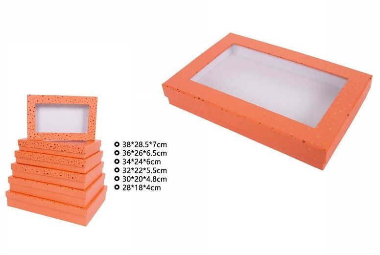 Set 6 Pezzi Scatole Box Regali Varie Misure Matrioska Rettangolari Arancione dfh