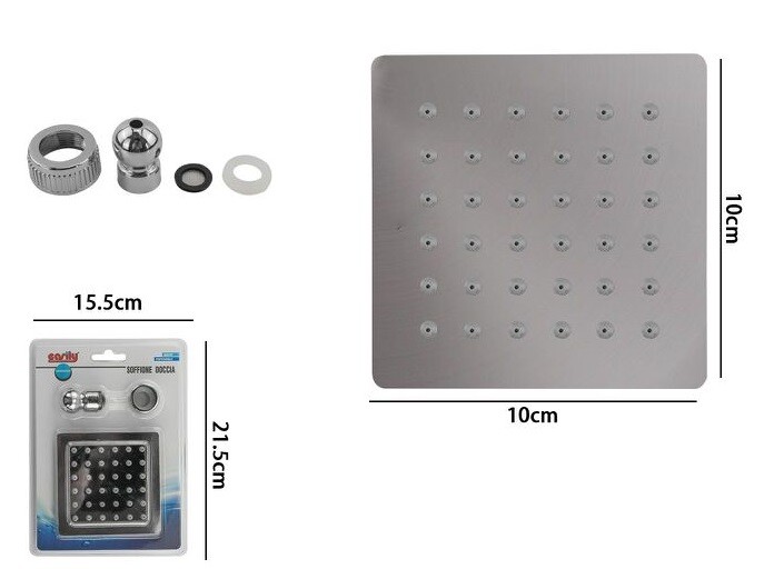Soffione Doccia Quadrato Ugelli Fori Bagno Miscelatore 69460 dfh
